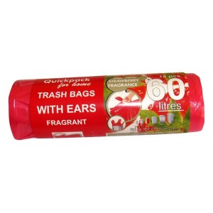 SÁČKY DO KOŠŮ S UCHY VIGO 60L/18KS, S VŮNÍ JAHODA