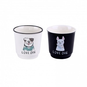 SET HRNKŮ 6KS LOVE DOG, KERAMIKA 100ML 2ASS