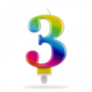 SVÍČKA ČÍSLICE 3 ZAPICHOVACÍ , 7,5CM, DUHOVÁ SVÍČKA ČÍSLICE 3 ZAPICHOVACÍ , 7,5CM, DUHOVÁ