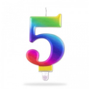 SVÍČKA ČÍSLICE 5 ZAPICHOVACÍ , 7,5CM, DUHOVÁ SVÍČKA ČÍSLICE 5 ZAPICHOVACÍ , 7,5CM, DUHOVÁ