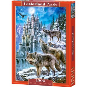 Puzzle 1500 dílků- vlci u zámku