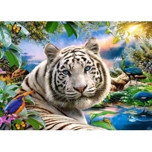 Puzzle 180 dílků - Bílý tygr za soumraku