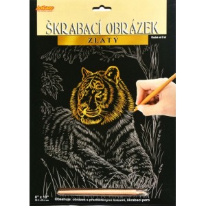 Škrabací obrázek zlatý - Tygr