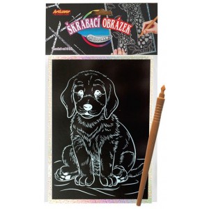 Škrabací obrázek- Holografický 20x15 cm- pes