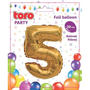 Balónek číslice 5, 30 cm, assort