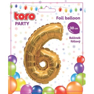 Balónek číslice 6, 30 cm, assort
