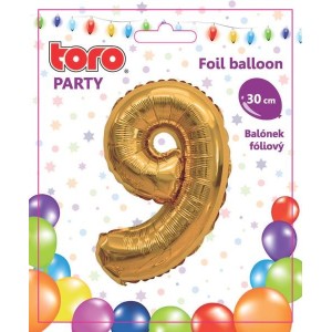 Balónek číslice 9, 30 cm, assort