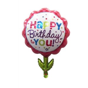 Balónek Happy Birthday, tvar kytka