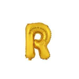 Balónek písmenko R, vel. 30 cm, matně zlatý