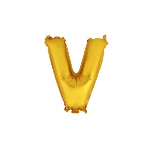 Balónek písmenko V, vel. 30 cm, matně zlatý