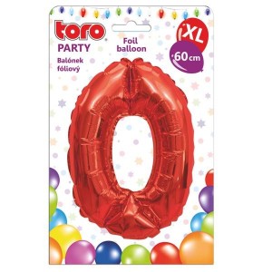 Balónek XL, číslice 0, 60 cm, matně červený