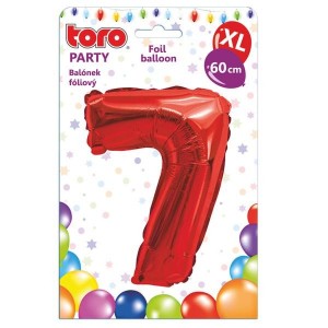 Balónek XL, číslice 7, 60 cm, matně červený