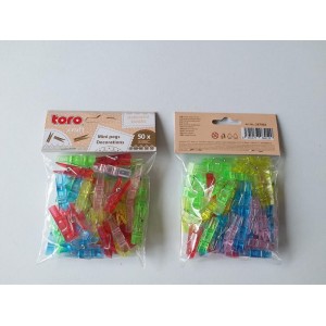 Kolíčky plastové, 50 ks, assort barev